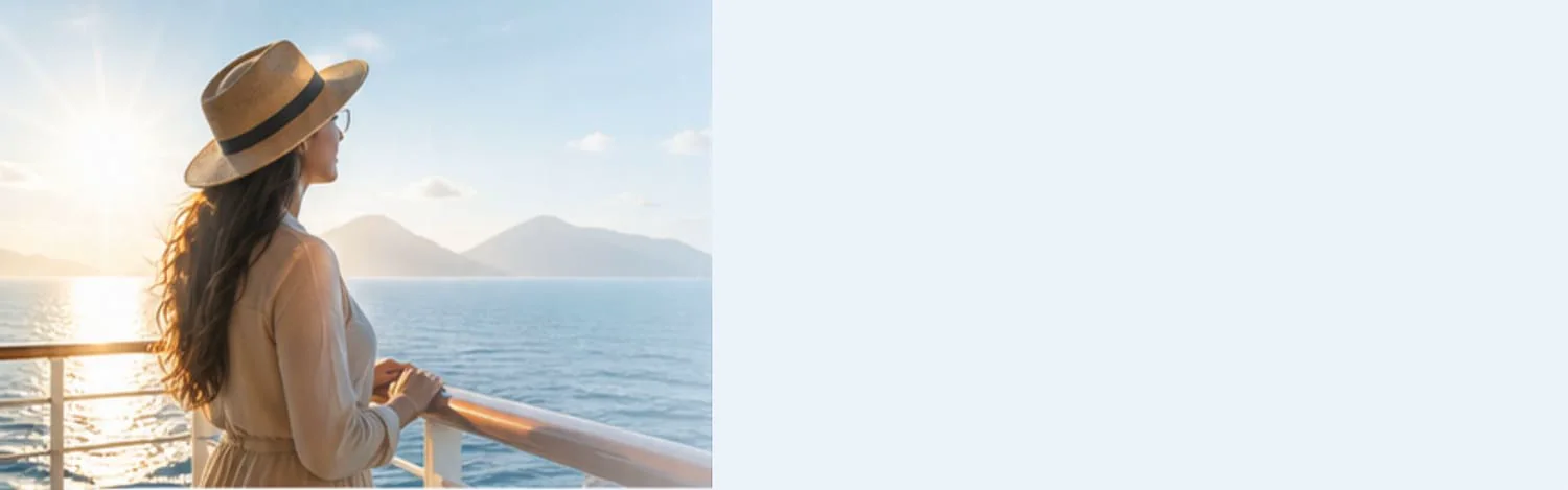 Persona contemplando el mar desde un crucero